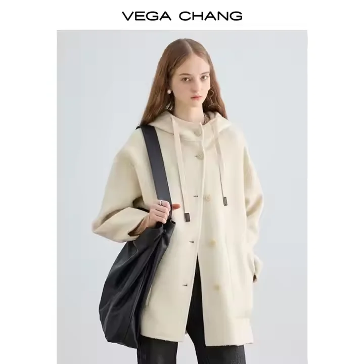 VEGA CHANG лидер продаж светло-белое пальто Женское шерстяное Кашемировое для женщин