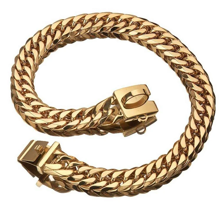 17mm Gold Stainless Steel Pet Prodcut Pet Chain Dog Collar Leash Necklace dog collars in bulk dog collar and leash set