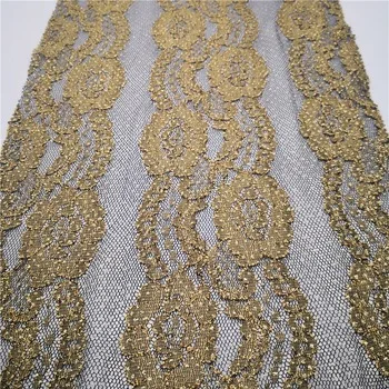 Hot sell high quality swiss voile african nylon poly stretch glitter gold tulle lace sequin fabric