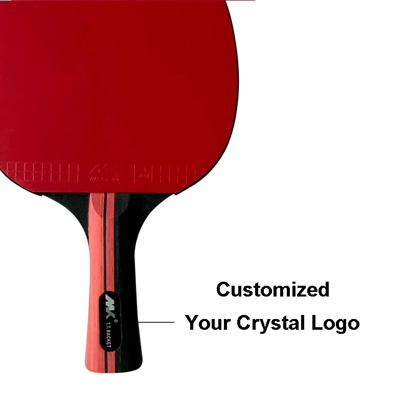 Customized Star Paddle 7 Layers Wood With Carbon Training Table Tennis Racket with Cartying Bag in Stock