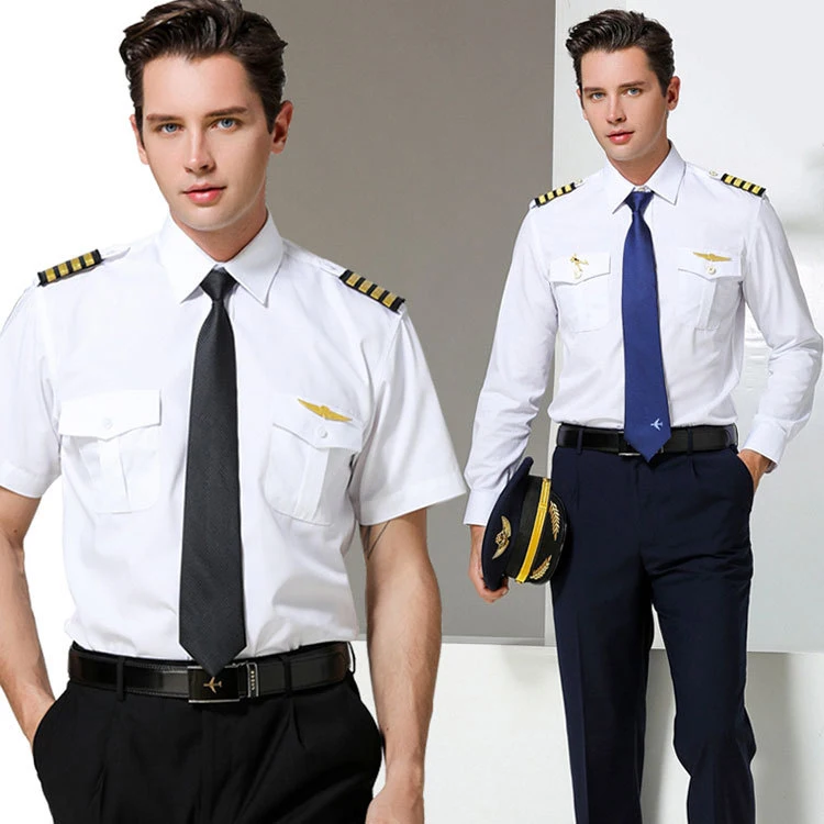 Wholesale cheap price Professional airline aviation flight crew formal first officer shirt pilot captain blazer shirt suit