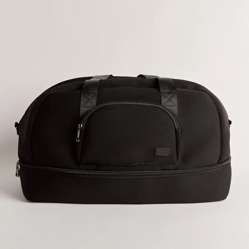 Custom Size Logo Zip Closure Neoprene Travel Duffel Duffle Weekender Gym Sport Tote Shoulder Bag with Separate Base Compartment
