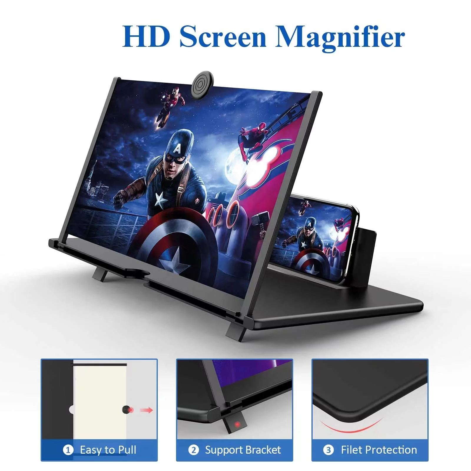 3D HD Mobile Phone Screen Magnifier Mobile Phone Screen Magnifier Video Amplifier Pulling Out Phone Holder Stands