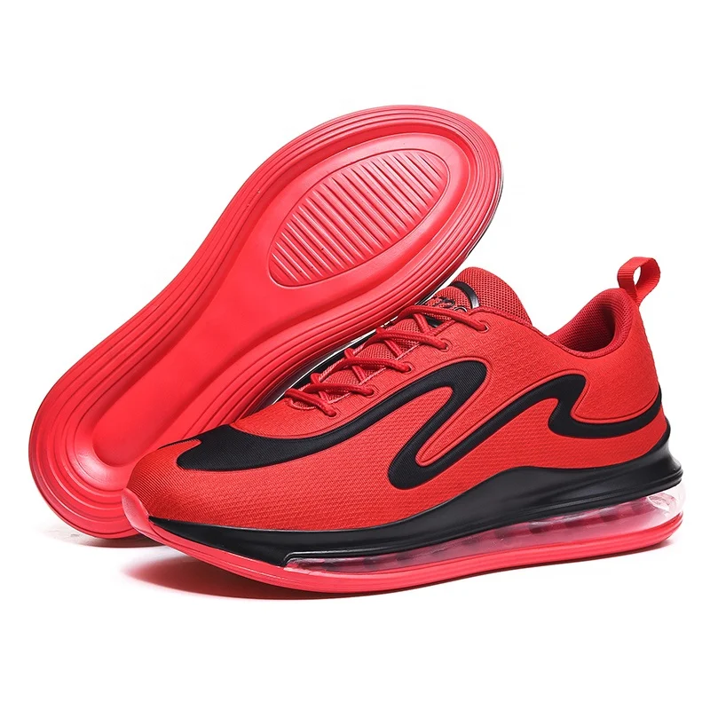 Knit Air Cushion Sport Shoes For Men,2019 Fashion Breathable Red Sneakers,With Fabric Casual Men Running Shoes