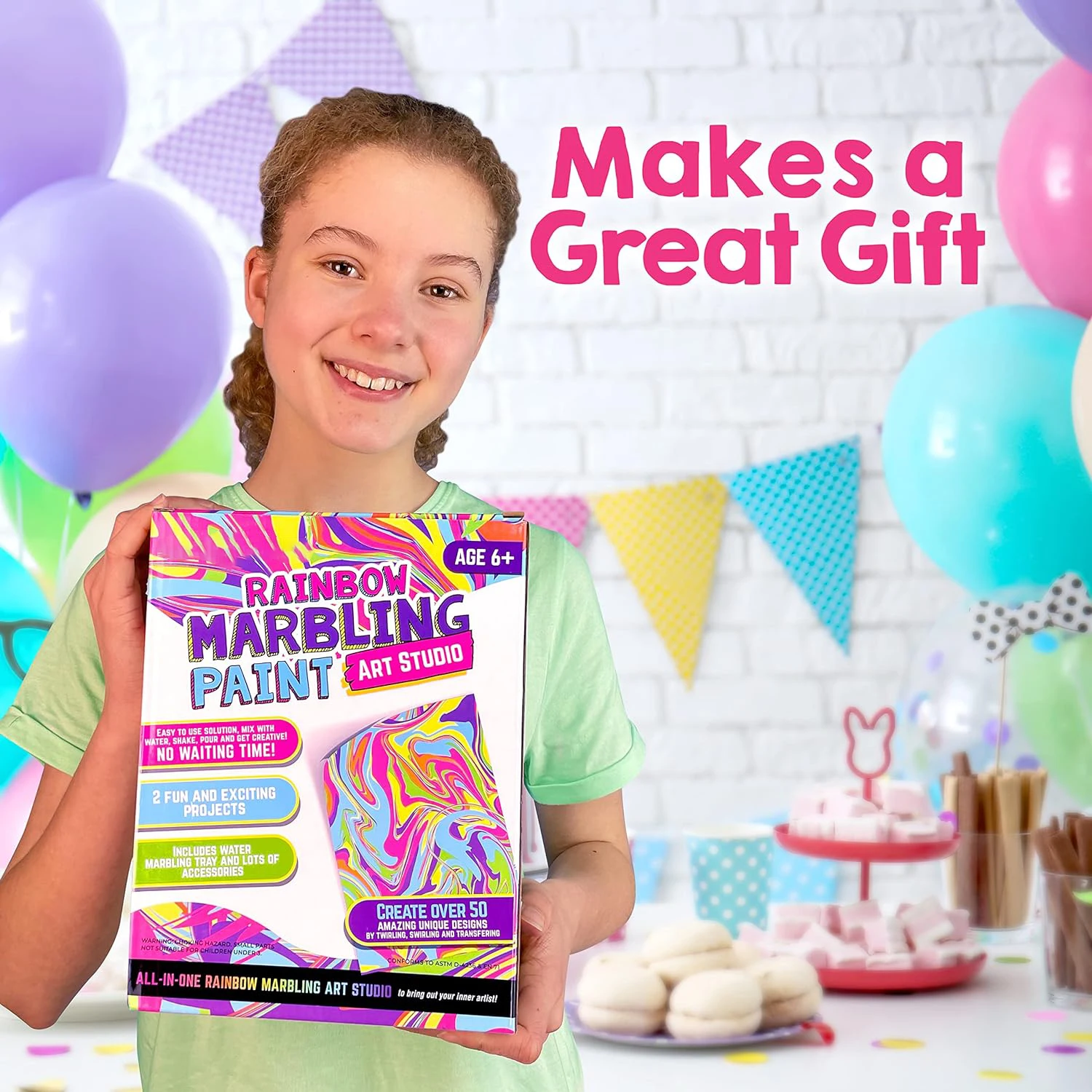 Rainbow Marbling Kit for Kids, to Make Marble Art and Craft Kids Will Love