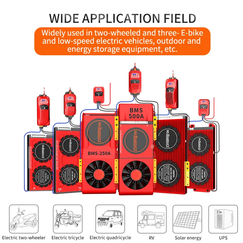 12V 24V 36V 48V 72V 96V smart bms for lithium ion battery management system 10A to 500A  parallel bms with active balance