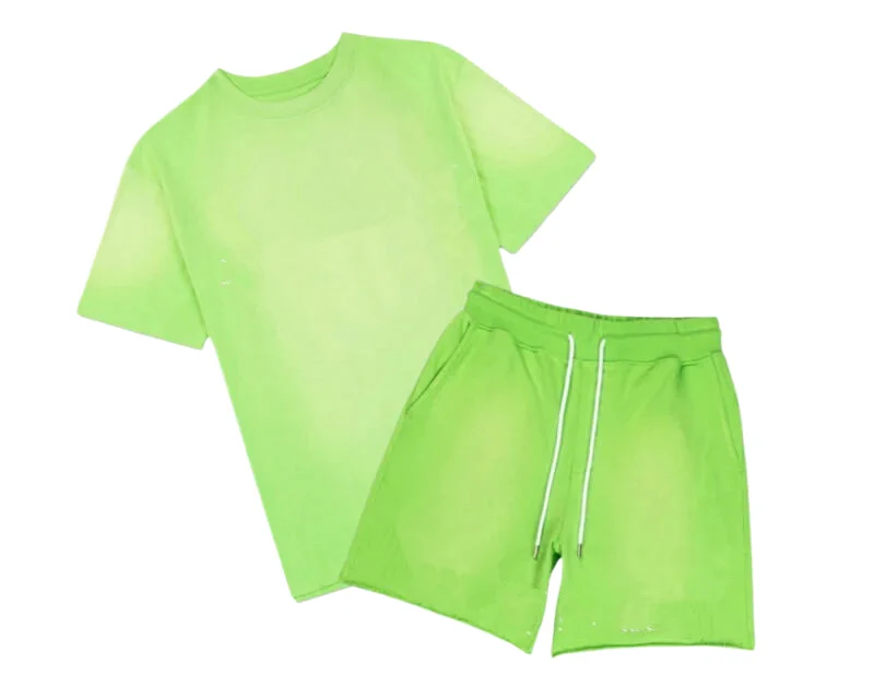KY Acid Wash Tshirt and Shorts Mens Summer Outfit Set 2 Piece