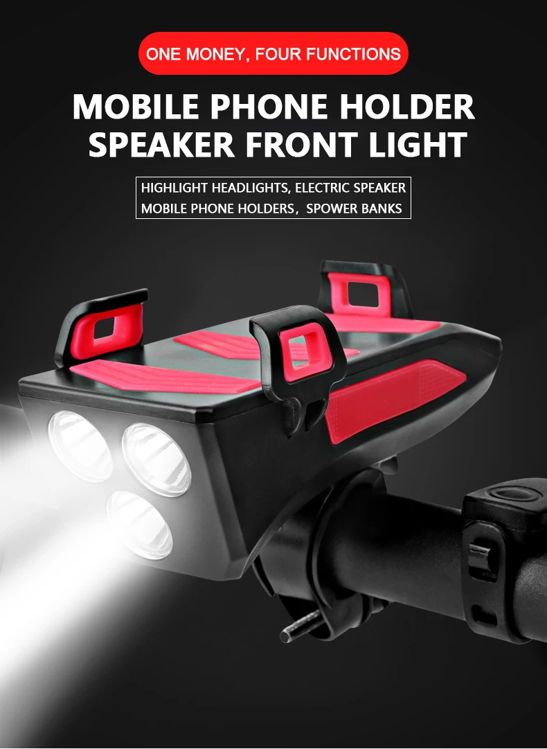 2000AH and 4000AH battery capacity USB mobile phone holder power bank bicycle bike front LED lamp light