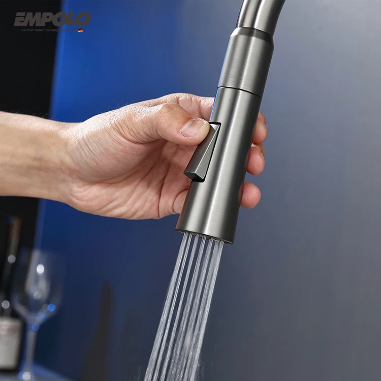 Commercial Brass cUPC Luxury Pull Out Kitchen Tap Faucet Modern Extendable Water Mixer Flexible Rotating Sink Kitchen Faucets