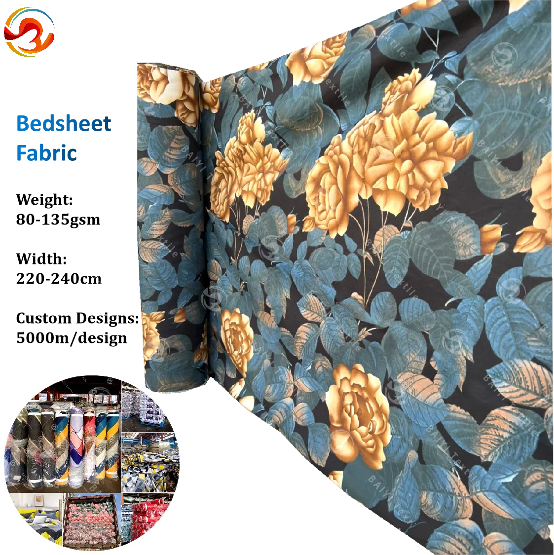 Elegant design Polyester Printed Bedsheet Fabric Design Soft bright color Customize cheap Price curtain fabric different market