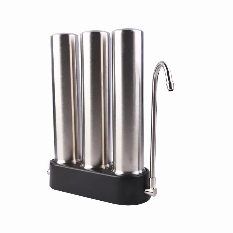 Stainless steel water filter customized 3 or double stages counter top water filter for home