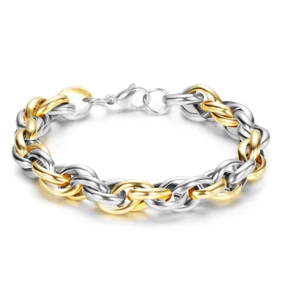 Fashion Simplicity 10mm Bracelet Stainless Steel Gold Filled Wave Twisted Chain Bracelet
