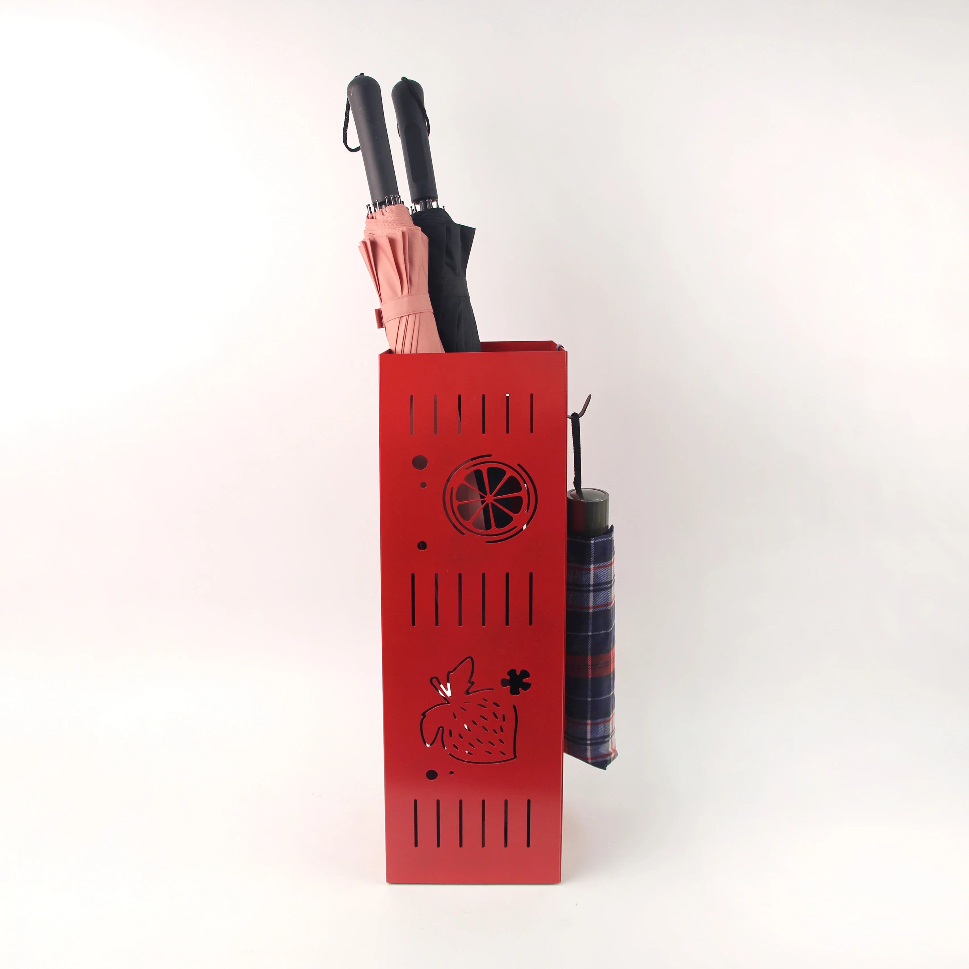 Free Standing Industrial Fruit Series Umbrella Rack Organizer Metal Handicraft Stand Home Entryway Stand Alone Umbrella Storage