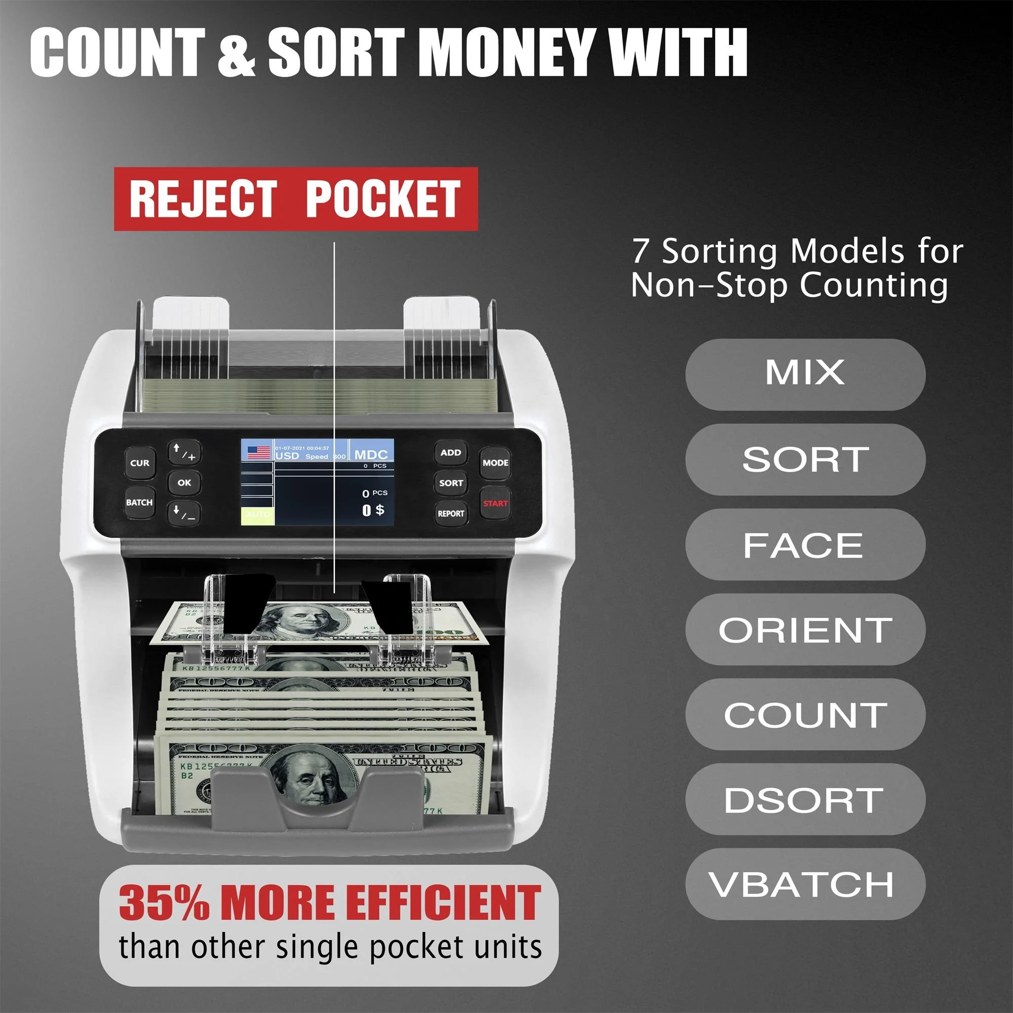 WT-900 MULTI CURRENCY  CIS MIXED VALUE  BANK COUNTING AND SORTING MACHINE BILL COUNTER