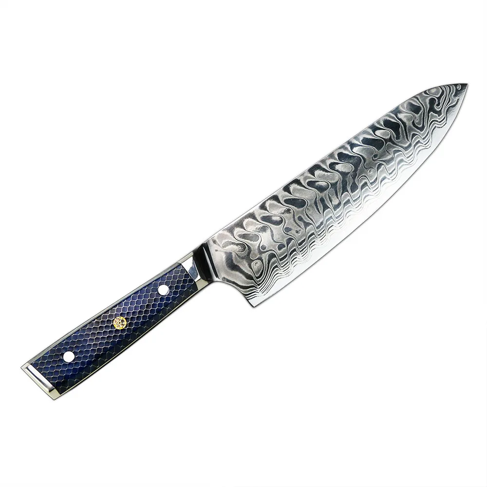 7 pcs Blue Honeycomb resin handle handmade knife damascus vg10 japan  kitchen knife set