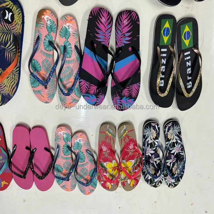 0.44 Dollar Model FLX024 Vietnam Wholesale Stock Ready Fancy Ladies Summer Beach Slippers With Many Prints