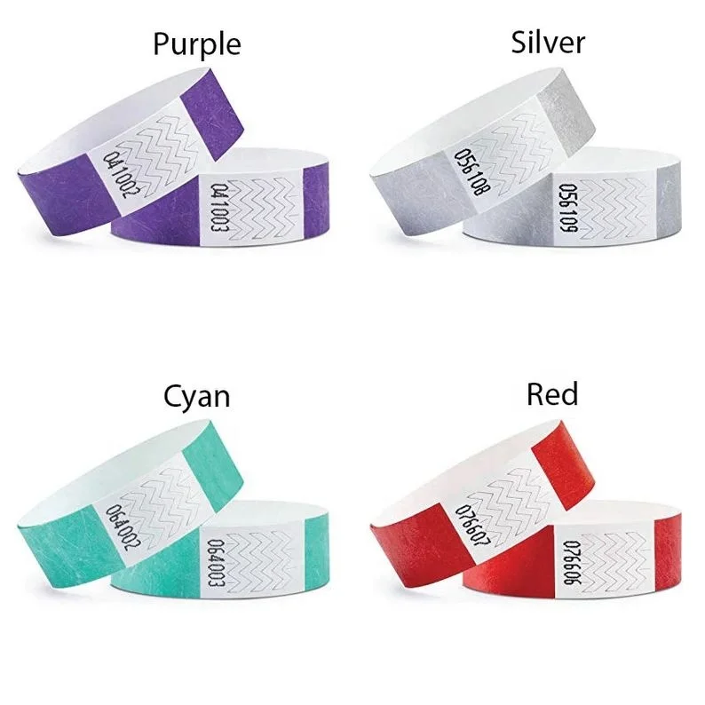 Disposable bracelet nfc solid color 20mm synthetic paper wristbands rfid  KTV ticket bar identification paper band