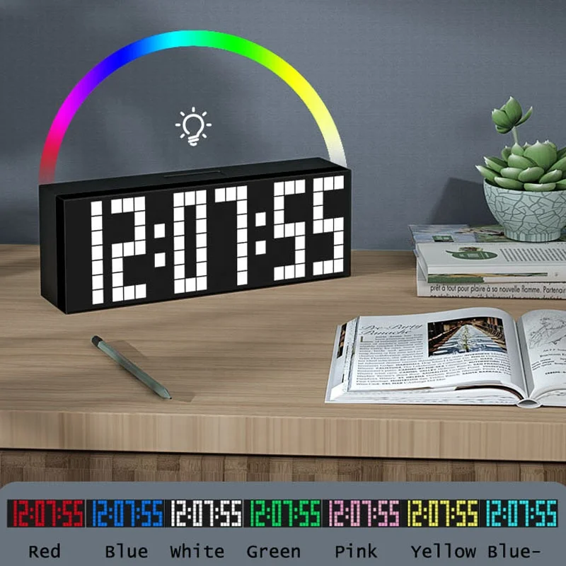 Jhering DIY Single-Face Digital Clock with Adjustable Brightness and Temperature Electric Subway Thermometer for Study Use