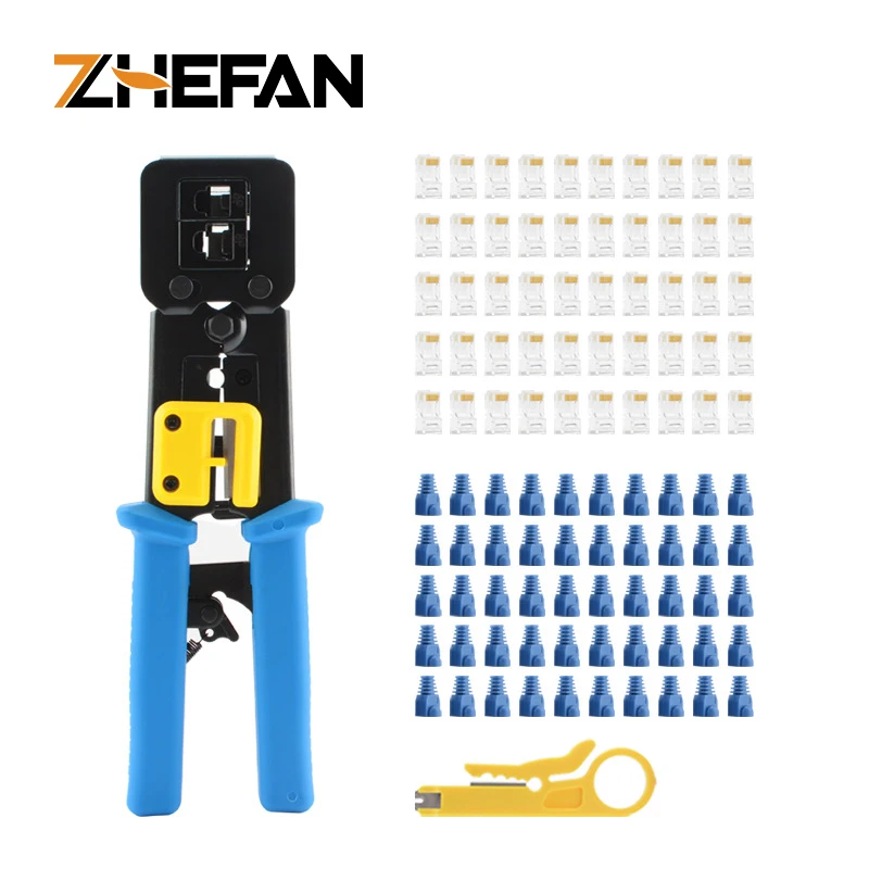 Multitool Hardware Tape In Pliers Tool Set Kit Rj45 6p 8p 2 In 1 Pass Through Pliers Stripper Cutter Crimper Rj45 Crimping Tool