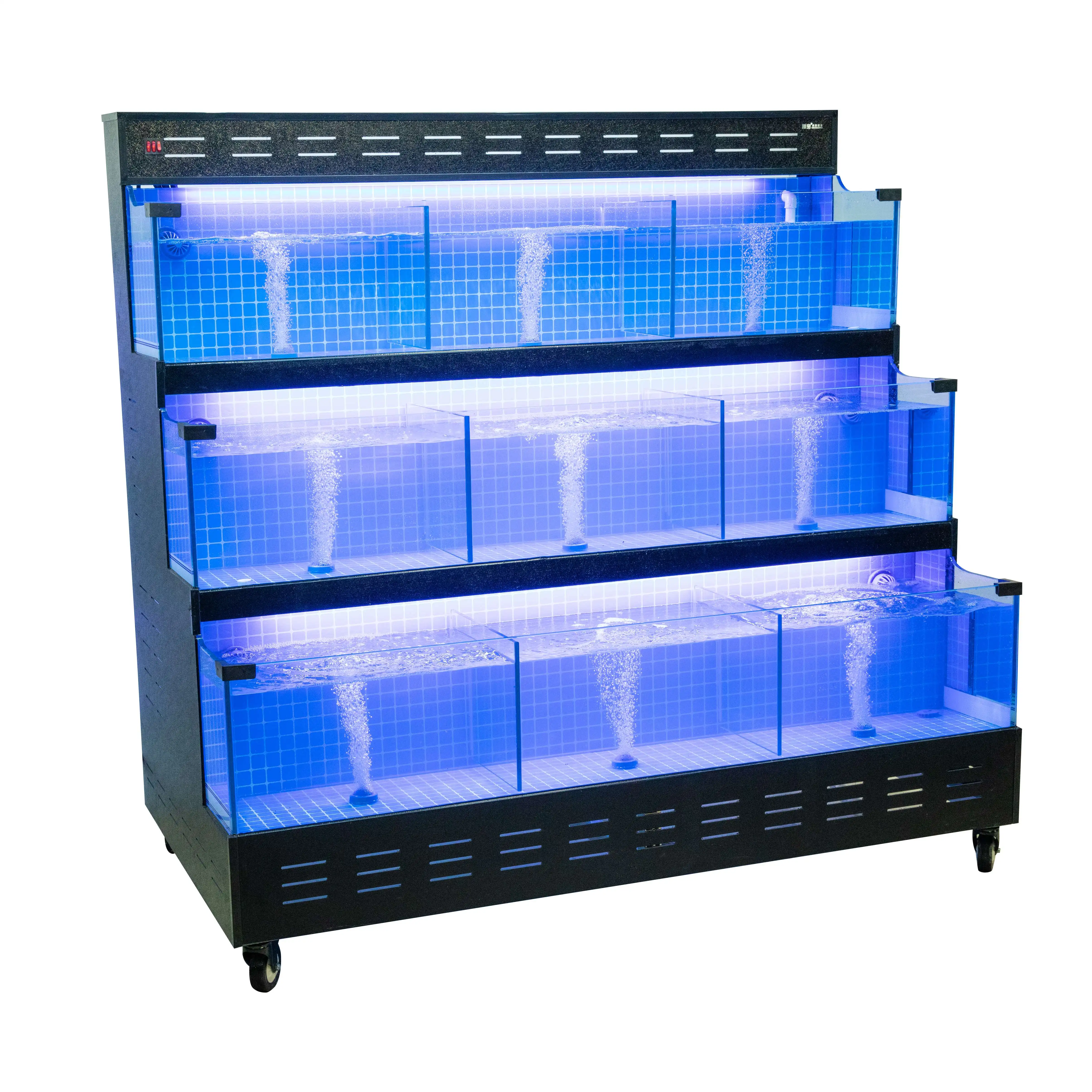 Factory price Supermarket restaurant fish/lobster/shellfish three layers live seafood display tank live aquarium systems