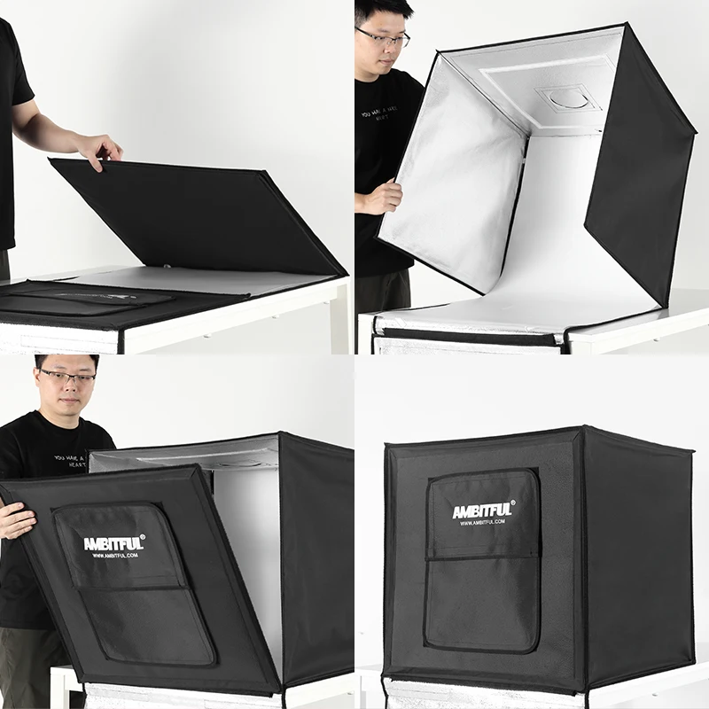 AMBITFUL 60cm Portable Foldable Photo Studio light Box with 5-color background dimmable suitable for Tabletop Photography