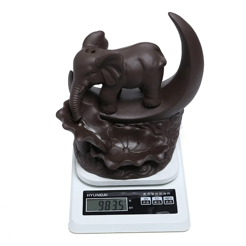 Original Zisha Sandalwood Burner Creative Crescent Elephant Home Tea Room Decoration Backflow Incense Burner
