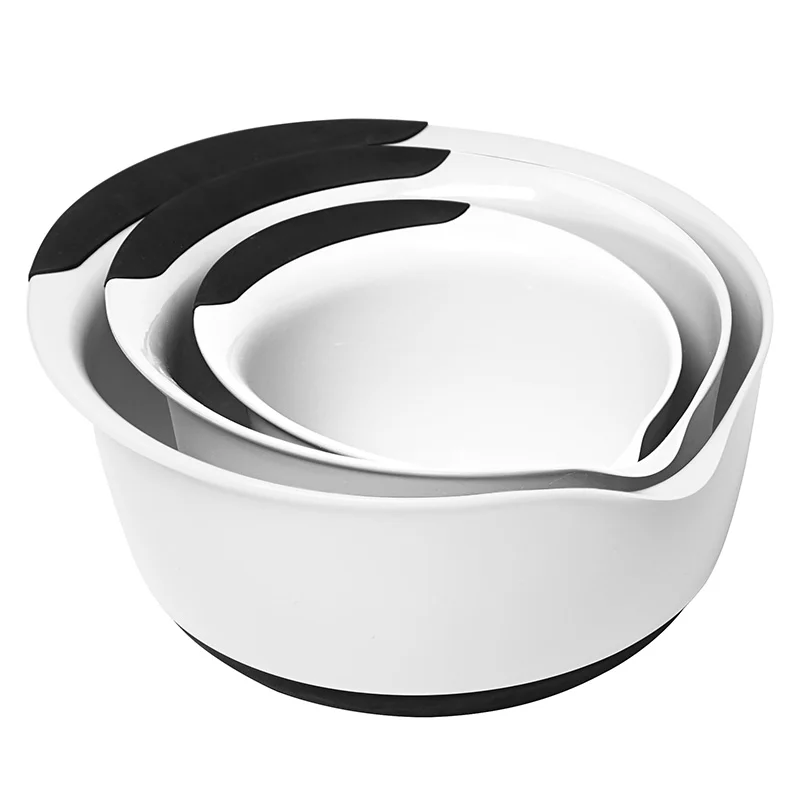 
Kitchen accessories 3 pieces Nested plastic salad mixing serving bowl set 