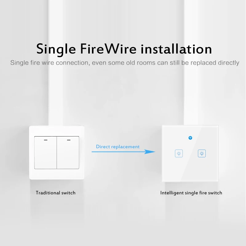 1/2/3 Gang EWelink Wifi Smart Wall Light Switch Touch Panel Remote Single Fire Wire No Neutral Line Switch Smart Home