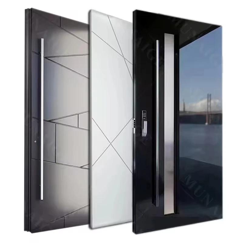 Luxury Design Italian Aluminum Exterior Security Front Modern Entrance Door Black Pivot Doors