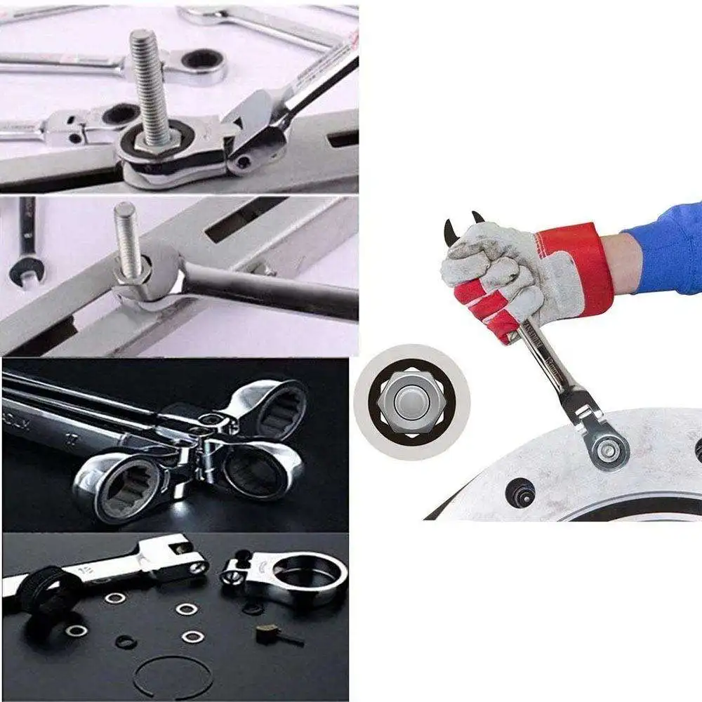 Factory Price Wholesale Flexible Head Ratchet Double Offset Ring Universal Keys Wrench Product