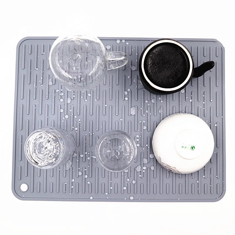 Durable large size custom silicone kitchen sink dish drying mat