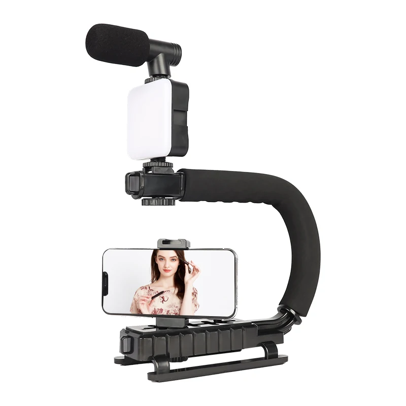 Portable Live Broadcast Equipment Recording Microphone Led Light Camera Video Kit Smartphone Vlogging