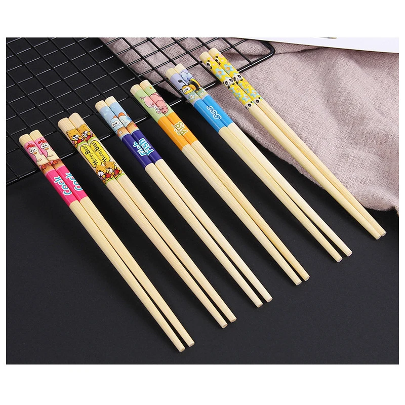 Factory wholesale natural bamboo wooden children training chopsticks  reusable chopsticks