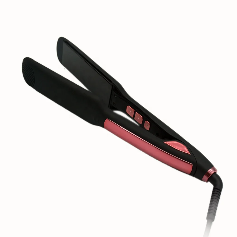 
Private Label LCD flat iron hair straightener 450 Fahrenheit 1/4 nano titanium plates digital ionic straightening dual voltage 