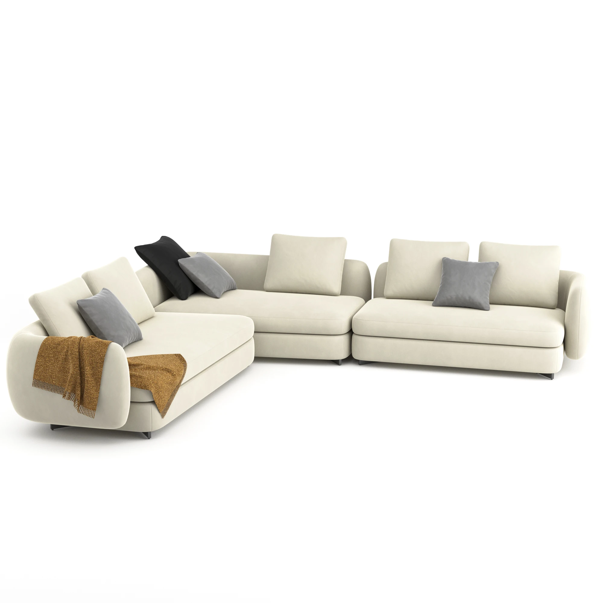 Salon Maison Living Room Furniture Saint-Germain Sofa L-shaped Curved Sectional Corner Sofa