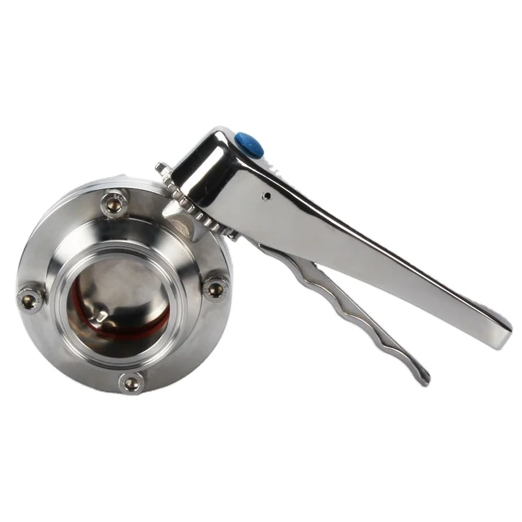 304 DN250 Manual Hydraulic Control Valves Tri Clamp Sanitary Butterfly Valve With Stainless Steel Trigger Handle
