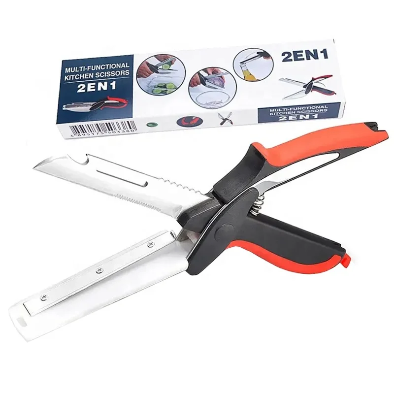 Quick Vegetable Slicer Food Cutter Choppers Meat Scissors 2in1 Kitchen Knife and Kitchen Shears for Salad Vegetable