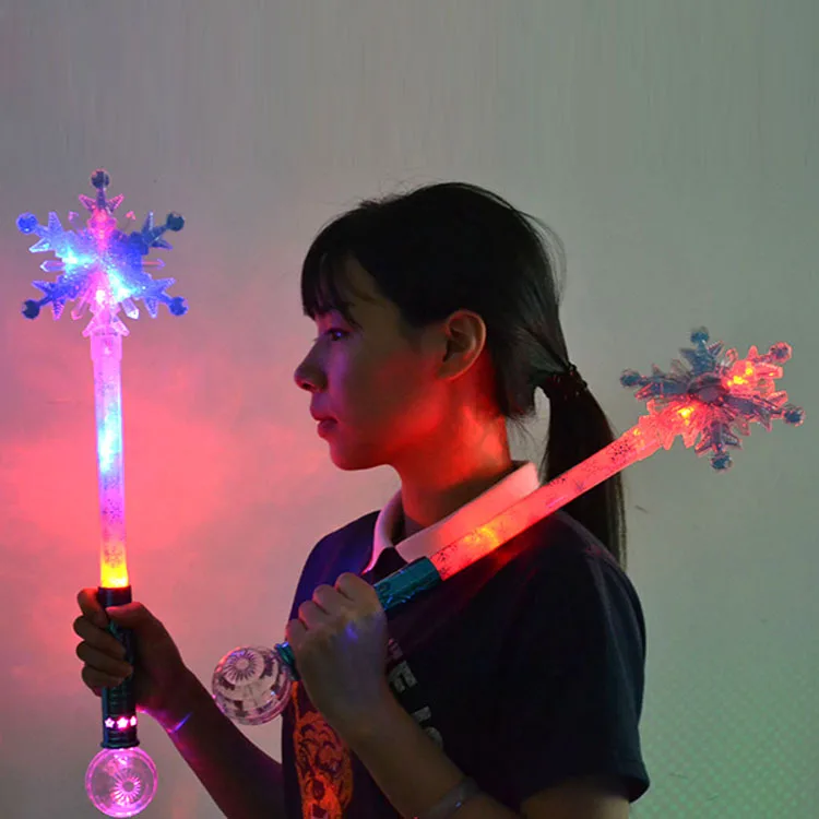 Plastic Snowflake Fairy Wand Led Lights, Snowflake Princess Fairy Stick, Snowflake Led Glow Wand