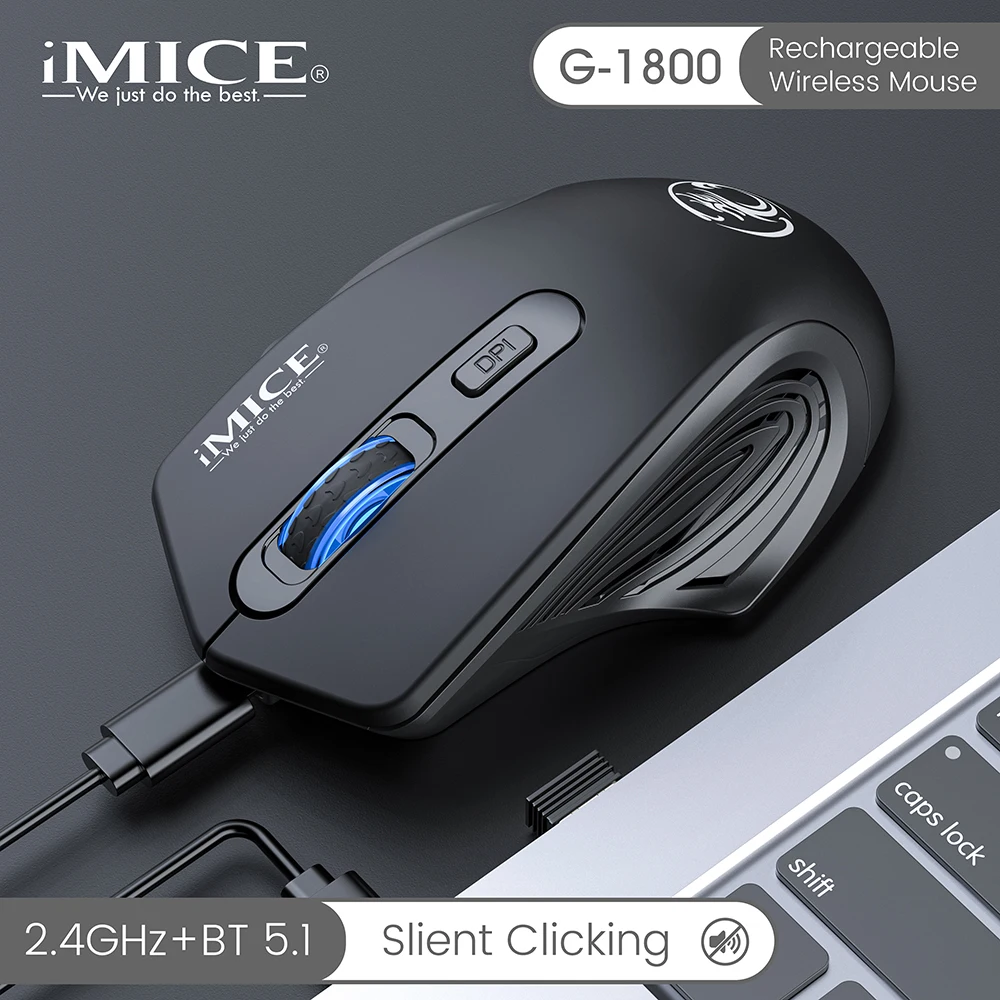 Top Sale Huayi Mouse Wireless Ergonomic Mouse 1600 DPI Silent 4 Buttons  LED Backlit  For MacBook Tablet Laptop Mute Mice Quiet