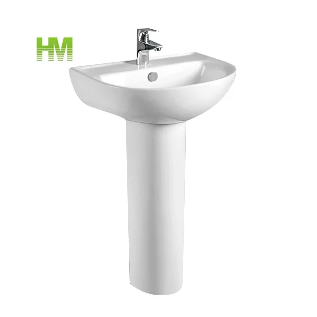 Two Pieces Ceramic Wash Basin with Pedestal for Bathroom