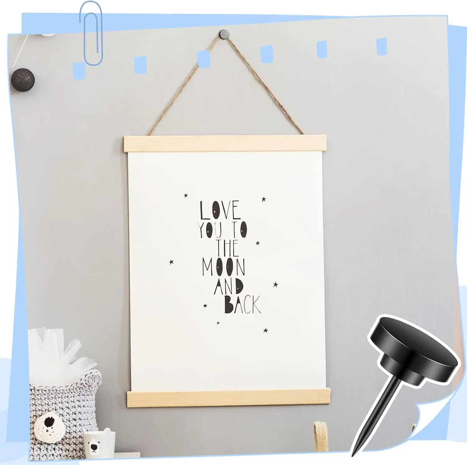 30 Pieces Metal Push Pins, Metal Thumb Tacks for Picture Photo Hanging