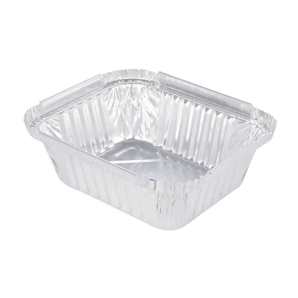 440ml rectangular small aluminum foil cake cup 15oz disposable foil trays container takeaway foil food box with lids for rice