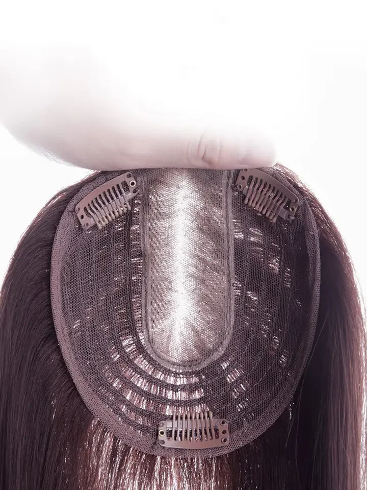 2023 LONGFOR 100% Human Hair Pieces for Women Hairpiece 3 Clips in Hair Extensions Women silk Toupee