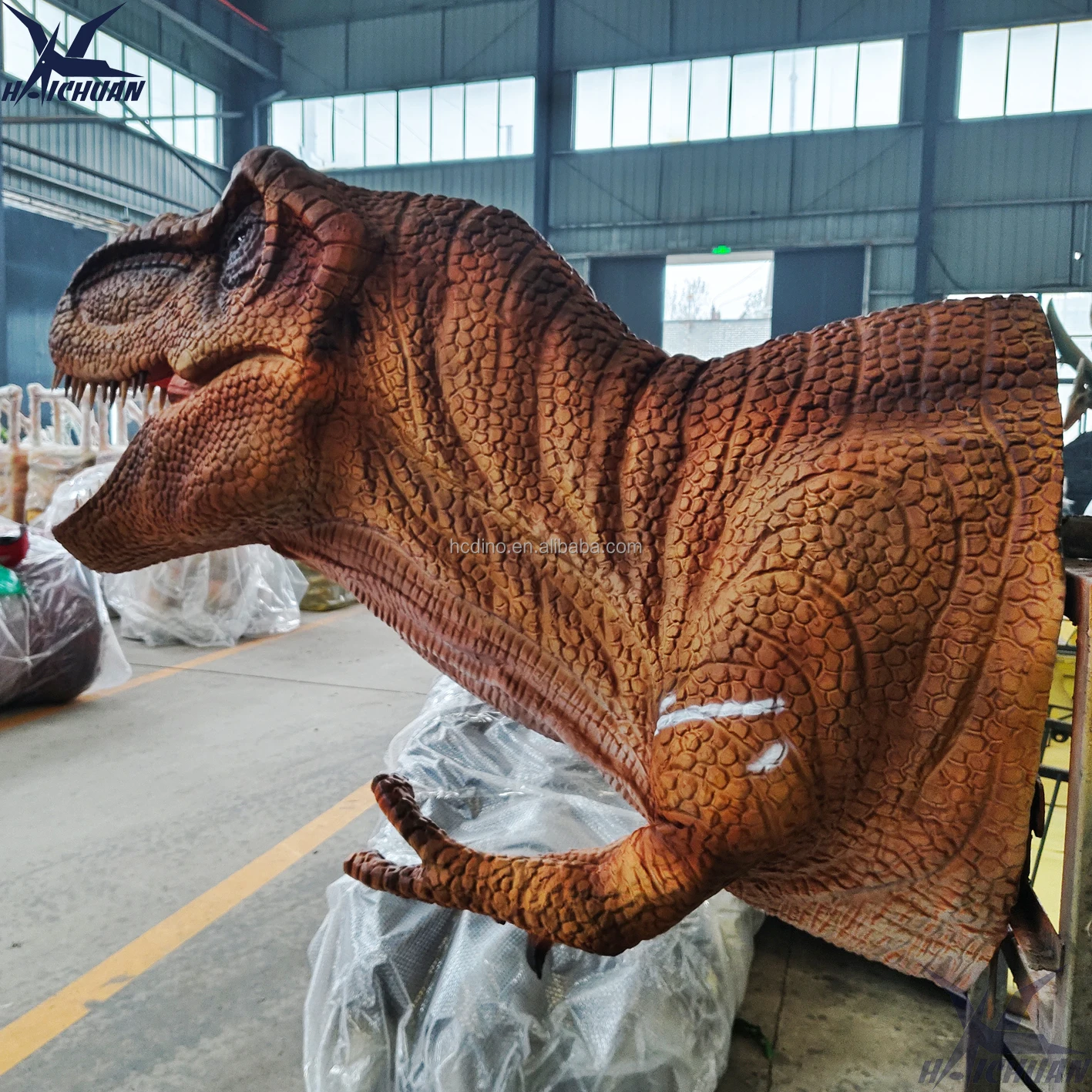 Life Size Animatronico Moving Foam Dinosaurio Head Robotic Mechanical Dinosaur Head for Jurassic Park Decor