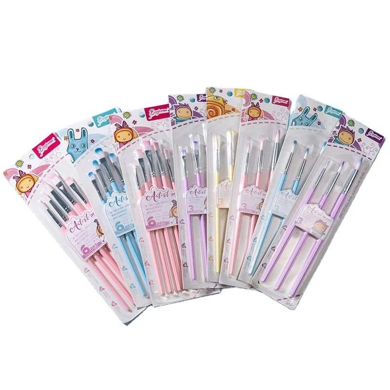 Boyi Xuan New Design Nylon Hair Wooden Handle Artist Paint Brushes Set for Artists