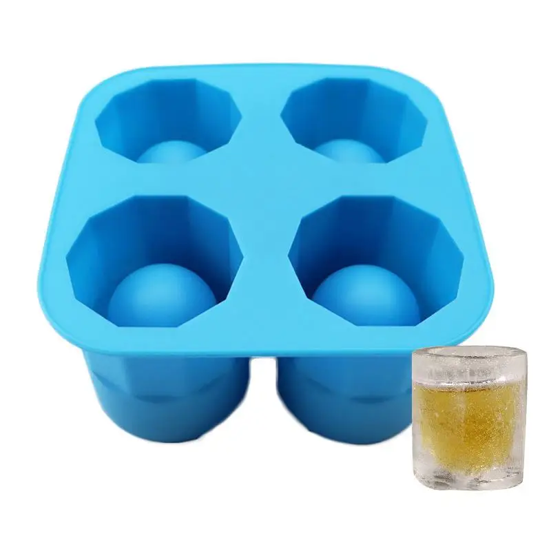 Factory Wholesale 4 Holes Silicone Ice Cube Mold Naker Beer Drink Container Ice Cups Moulds Fluted Cake Baking Molds