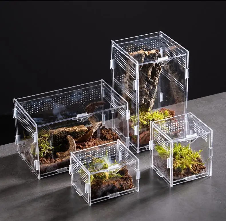 Muilt-sizes Acrylic Reptile Enclosure Breeding Box Terrarium Cage For Frog Spider Insect Acrylic Reptile Cage