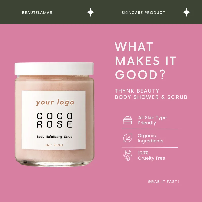 Private Label spa exfoliating deep cleansing organic body scrub with oil