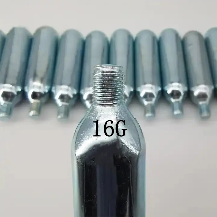 16g Co2 Cartridge Refillable 16 Gram 8g 12g 33g 3/8 Threaded Disposable Mini Gas Tank Food Grade CO2 Beverage Beer Keg Chargers
