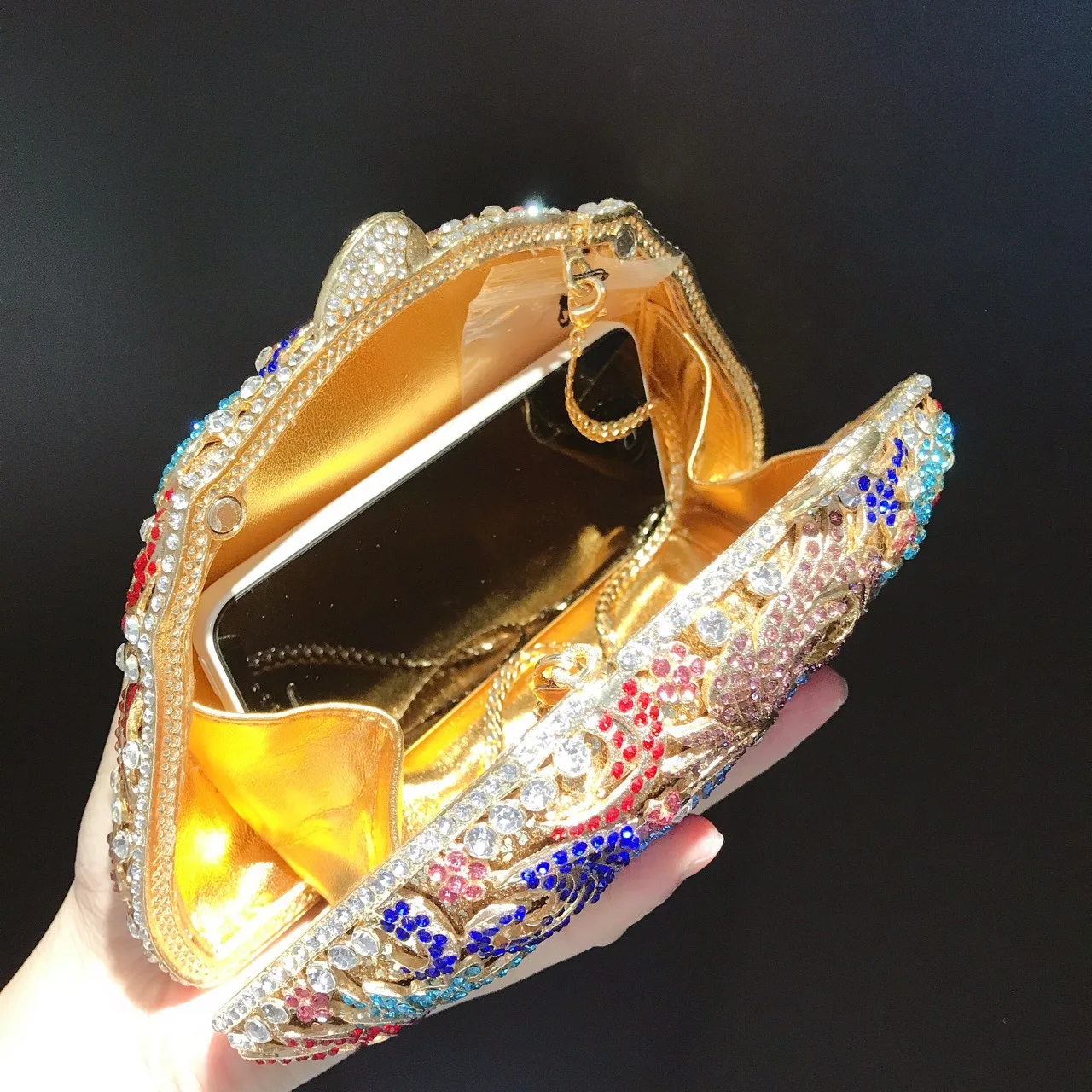 Amiqi MRY176 Luxury Crystal Diamonds Embedded Clutches For Women Rhinestone Clutch Evening Bag With Wedding Party Handbag